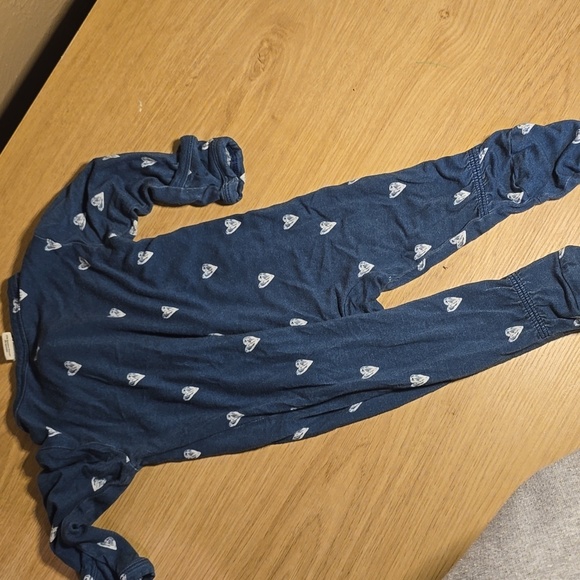 Larkspur Bamboo Blue Heart Print Kids One Piece Sleeper 0-3M - Picture 3 of 3